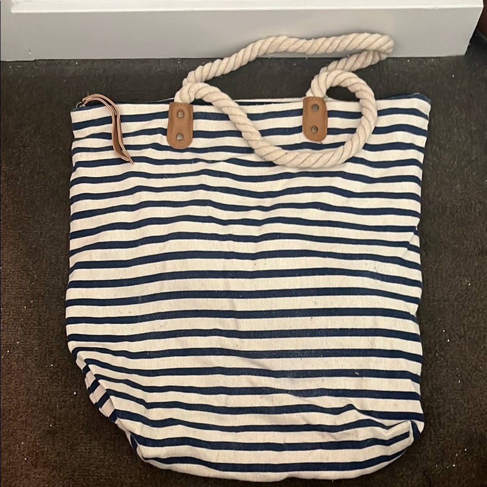 Summer & Rose Blue and White Striped Tote Bag